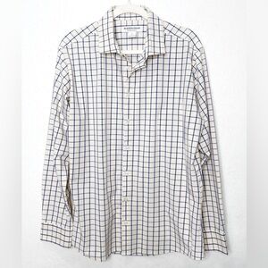 Mizzen+Main Performance Button Down Long Sleeve Grid Print Shirt Size Medium